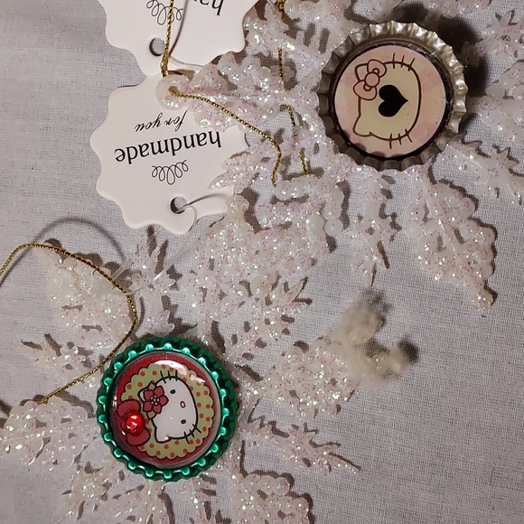 Hello Kitty Relay For Life Breast Cancer Leukemia Snowflake Ornaments Decorative - Picture 3 of 6